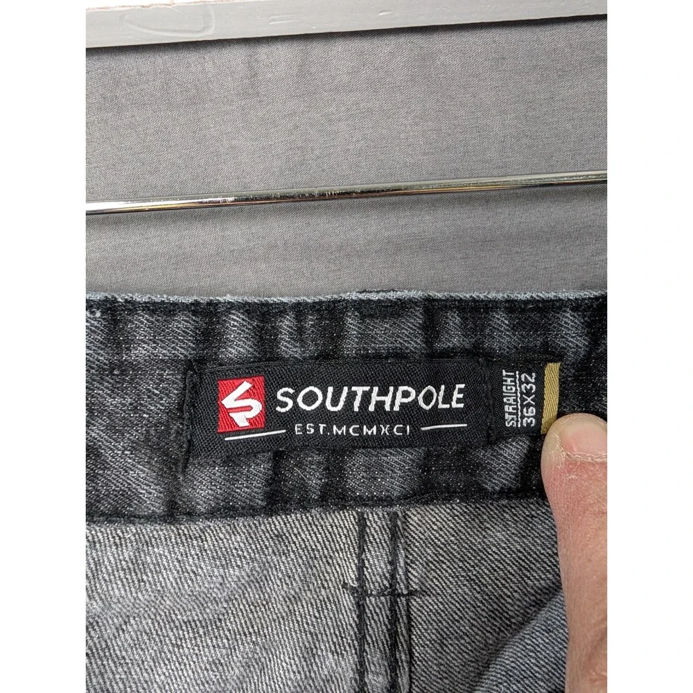Southpole Mens Straight Leg‎ Acid Wash Grey Denim Jeans 36x32
